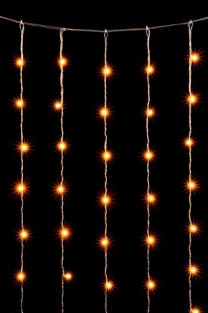 Светодиодный занавес 2*2 м., 400 желтых LED ламп, облегченный, прозрачный провод ПВХ, LTC (PCL400NOT-10-2Y)