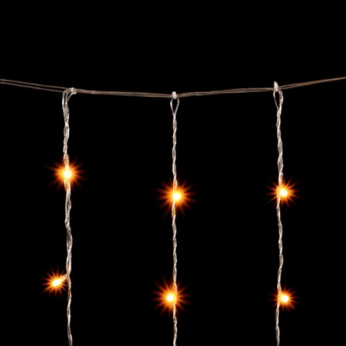 Светодиодный занавес 2*2 м., 400 желтых LED ламп, облегченный, прозрачный провод ПВХ, LTC (PCL400NOT-10-2Y)