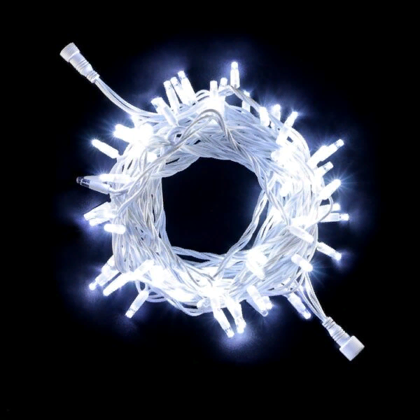 Светодиодная гирлянда с колпачком 75 холодных белых LED ламп 10 м., 24В., белый каучуковый провод, IP65, Beauty Led (LL75-8-1W)