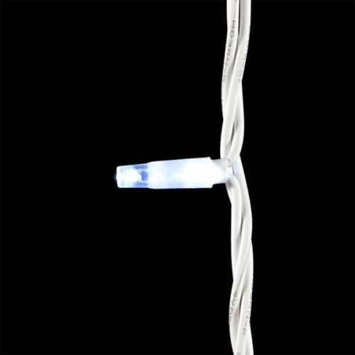 Светодиодная гирлянда с колпачком 75 холодных белых LED ламп 10 м., 24В., белый каучуковый провод, IP65, LTC (LL75-8-1W)