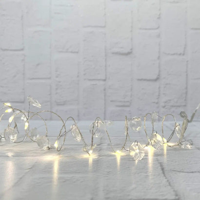 Гирлянда на батарейках Кристаллы 20 теплых белых ламп, 2 м., Christmas De Luxe (87419)