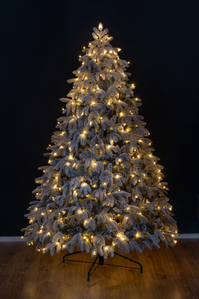 Искусственная елка Камчатская заснеженная 300 см., 840 теплых белых Led ламп., литая хвоя+пвх, ЕлкиТорг (134300)