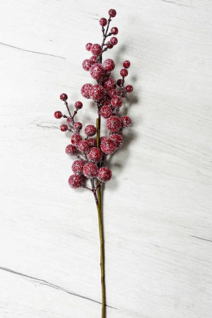 Ветвь Блестящая из красных ягод 50 см., Christmas DeLuxe (89127)