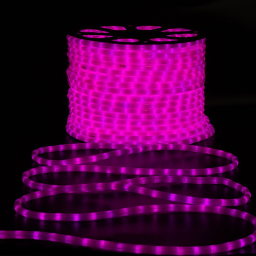 Дюралайт светодиодный 2-х проводной, диаметр 13 мм., 220В, розовые LED лампы 36 шт на 1 м., бухта 100 м., матовый, статика, Teamprof (TPF-DL-2WHM-100-240-P) в Санкт-Петербурге