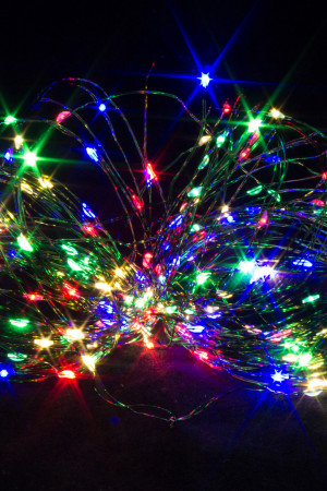 Светодиодная нить Роса 20 м., 200 разноцветных LED ламп, зеленый провод, Winner Light (m.01.4G.200-)