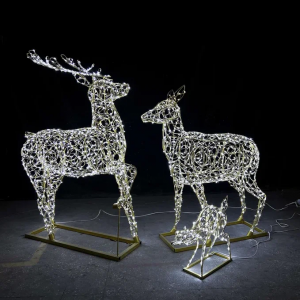 Комплект светодиодных фигур Семья оленей 3 шт. (Благородный олень, Олениха и Олененок), Сад Радости (SR046)