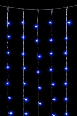 Светодиодный занавес 2*2 м., 400 синих LED ламп, облегченный, прозрачный провод ПВХ, LTC (PCL400NOT-10-2B)