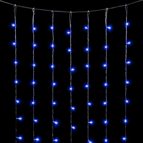 Светодиодный занавес 2*2 м., 400 синих LED ламп, облегченный, прозрачный провод ПВХ, LTC (PCL400NOT-10-2B)