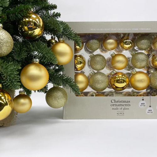 Набор стеклянных шаров Золотые Дюны 42 шт., Christmas DeLuxe (87161)