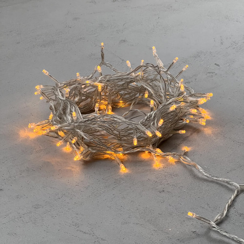 Светодиодная нить 100 желтых LED ламп, 10 м., 220-230В., прозрачный провод ПВХ, LTC (PST100-10-2Y) в Санкт-Петербурге