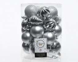 Набор пластиковых шаров Александрия mix, серебро, 34 шт, Kaemingk (022701) 