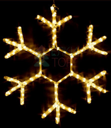 Светодиодная фигура Снежинка 70 см., 220V, 216 теплых белых LED ламп, прозрачный дюралайт, BEAUTY 