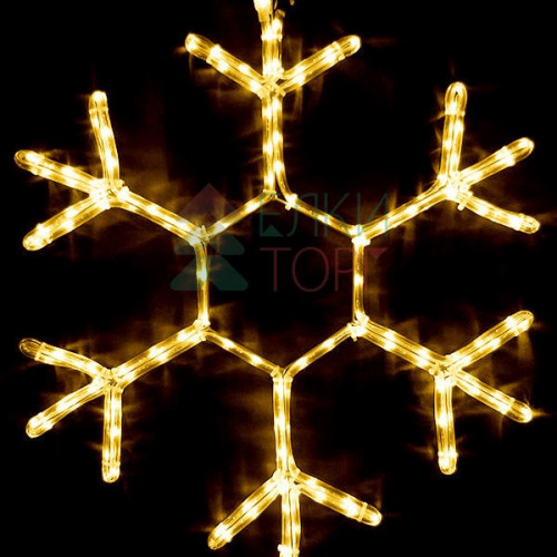 Светодиодная фигура Снежинка 70 см., 220V, 216 теплых белых LED ламп, прозрачный дюралайт, BEAUTY 