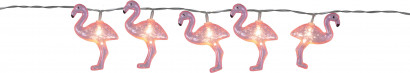 Электрическая гирлянда Розовый Фламинго  2,3 м., 10 LED, с таймером, на батарейках, Star Trading (726-93)