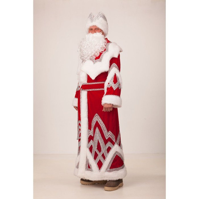 Карнавальный костюм Дед Мороз Вышивка серебро размер 54-56 (328-54-56 )  в Екатеринбурге