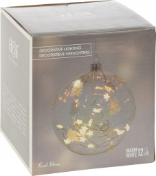 Шар стеклянный с подстветкой Светлячок 12 см., батарейки АА 2 шт., Koopman (ABT610600)