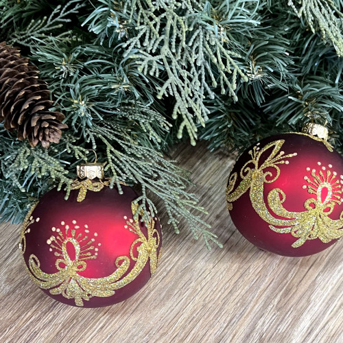 Набор стеклянных шаров  Перо Жар птицы, 2 шт., красный, Irena CO (91110)