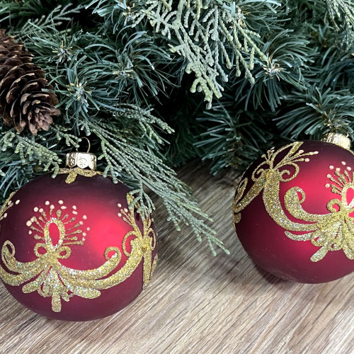 Набор стеклянных шаров  Перо Жар птицы, 2 шт., красный, Irena CO (91110)