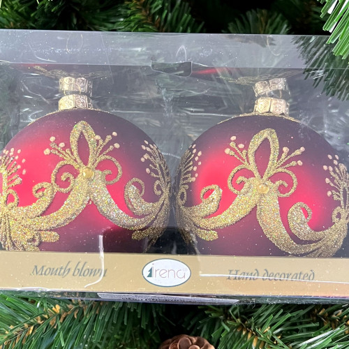 Набор стеклянных шаров  Перо Жар птицы, 2 шт., красный, Irena CO (91110)