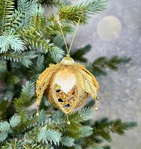 Винтажный шар Царская ягода 13 см., шампань, 1 шт., Christmas DeLuxe (86531)