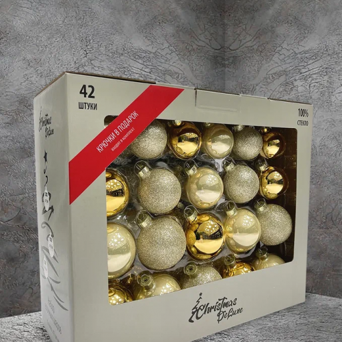 Набор стеклянных шаров Брызги шампанского 42 шт., Christmas DeLuxe (87159)