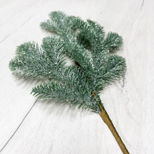 Ветвь еловая Блестящая в инее 50 см., Christmas DeLuxe (89132)