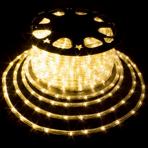 Дюралайт круглый Ø 10.5 мм., 220V, 3-жилы, теплые белые LED лампы 24 шт на 1 м., бухта 50 м, силикон, Winner (05.50.10,5.24WW)