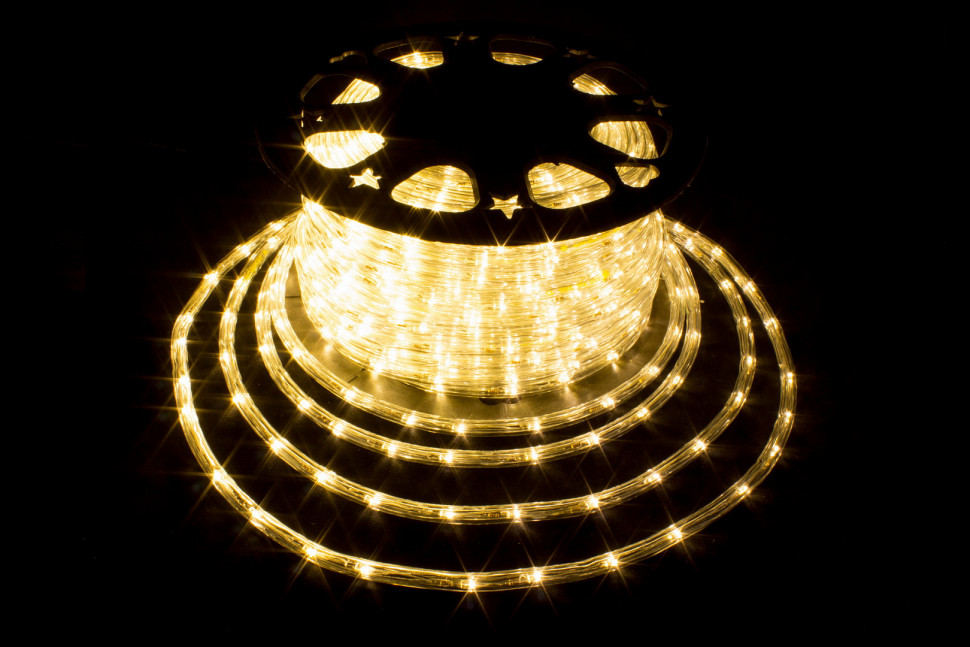 Дюралайт круглый Ø 10.5 мм., 220V, 3-жилы, теплые белые LED лампы 24 шт на 1 м., бухта 50 м, силикон, Winner (05.50.10,5.24WW) в Белгороде