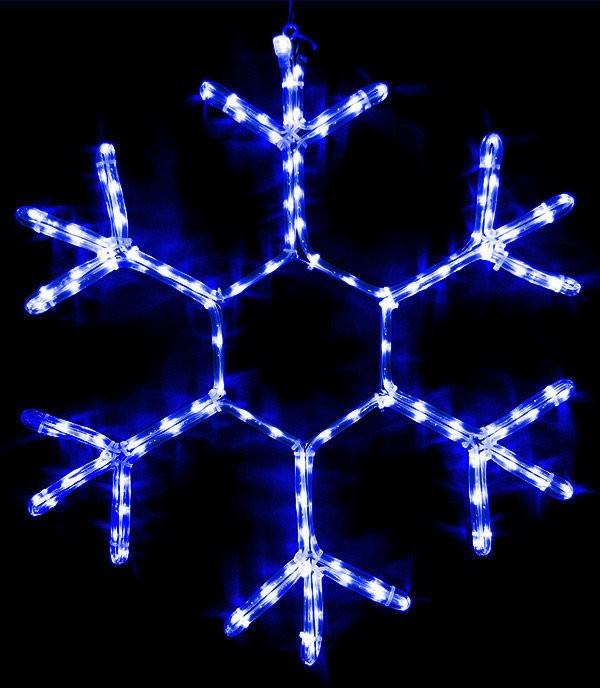 Светодиодная фигура Снежинка 70 см., 220V, 216 синих LED ламп, прозрачный дюралайт, BEAUTY LED (LC-1 в Тюмени