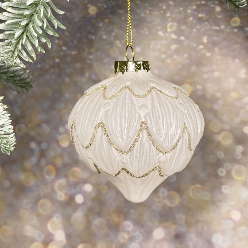 Набор стеклянных шаров Королевский Каприз 80 мм., 12 шт., белый, House of Seasons (84513)