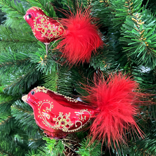 Набор стеклянных игрушек Райский сад, 2 шт., красный, Irena CO (6229)