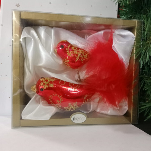 Набор стеклянных игрушек Райский сад, 2 шт., красный, Irena CO (6229)