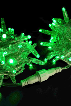 Светодиодная нить 100 зеленых LED ламп, 10 м., 220В, мерцание, прозрачный провод ПВХ, Teamprof (TPF-S10CF-220V-CT/G)
