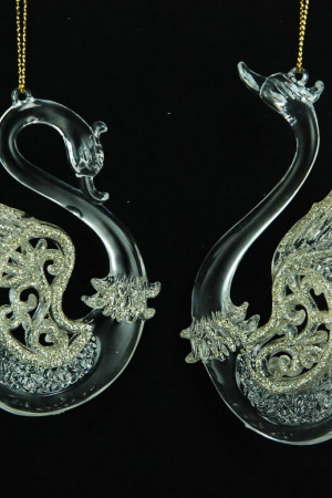 Украшение &quot;Лебедь&quot; цвет золото-серебро, 2 вида,цена за 1 шт.12 см. (150038)