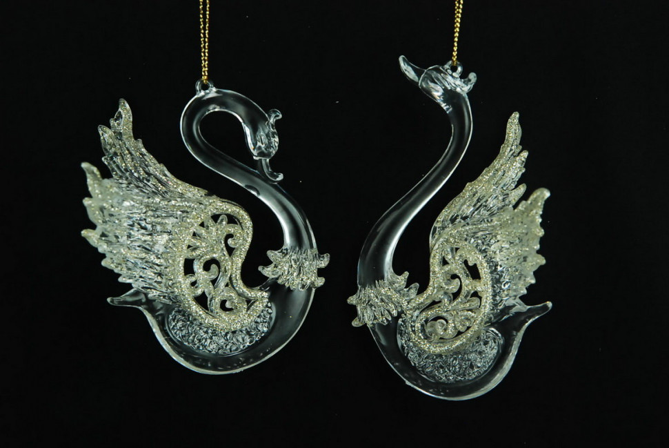 Украшение "Лебедь" цвет золото-серебро, 2 вида,цена за 1 шт.12 см. (150038)