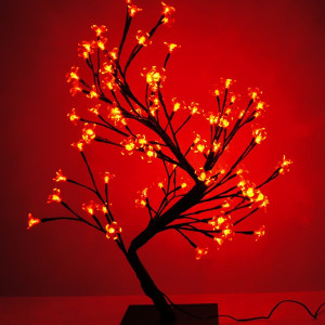 Светодиодная композиция Бонсай, цветы сакуры 60 см., 96 красных LED ламп, Beauty Led (JY82054D)