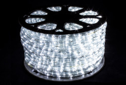 Дюралайт круглый Ø 10.5 мм., 220V, 3-жилы, холодные белые LED лампы 24 шт на 1 м., бухта 50 м, силикон, Winner (05.50.10,5.24W)