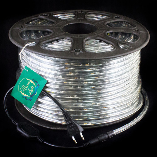 Дюралайт круглый Ø 10.5 мм., 220V, 3-жилы, холодные белые LED лампы 24 шт на 1 м., бухта 50 м, силикон, Winner (05.50.10,5.24W)