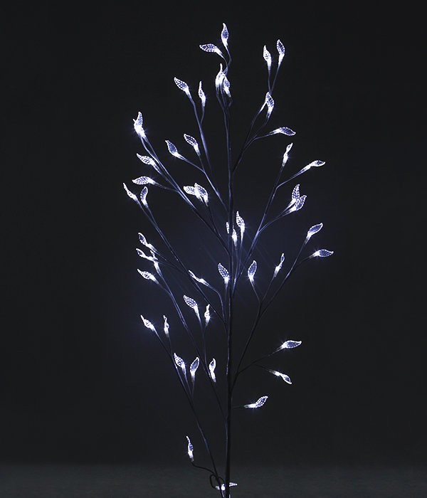 Светодиодная флористика Ветка с листьями 1.5 м., 3*АА батарейки, 48 холодных белых LED ламп, Beauty Led (LC176L-B048A-8)