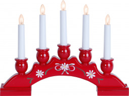 Новогодний светильник горка SANNA-5 25*34 см., красный с орнаментом, 5 электро-свечей, Star Trading (200-85)