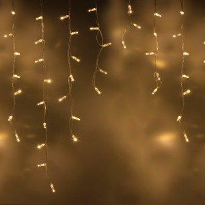 Светодиодная бахрома 144 теплых белых LED ламп, 3*0.9 м., 220В, статика, прозрачный провод ПВХ, Teamprof (TPF-i3*0.9-CT/WW)