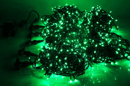 Комплект гирлянд на деревья 100 м., 5 лучей по 20 м, 24В, 1000 зеленых LED ламп, черный провод, Teamprof (TPF-S5*20-B/G)