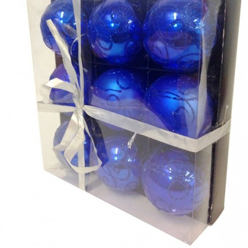 Набор шаров диаметр 6 см, цвет - синий, количество в упаковке 9 шт. (521831) в Благовещенске