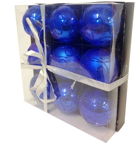 Набор шаров диаметр 6 см, цвет - синий, количество в упаковке 9 шт. (521831)
