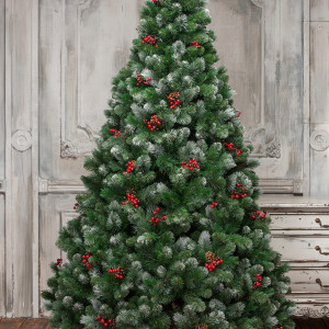 Искусственная сосна Очарование 270 см., с шишками и ягодками, Леска+ПВХ, ЕлкиТорг (141270)