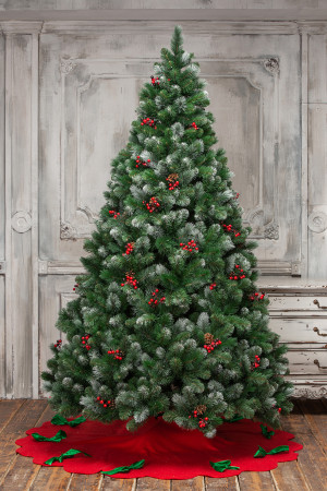 Искусственная сосна Очарование 270 см., с шишками и ягодками, Леска+ПВХ, ЕлкиТорг (141270)