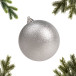 Шар пластиковый глиттер 140 мм., серебро, ЕлкиТорг (150511)
