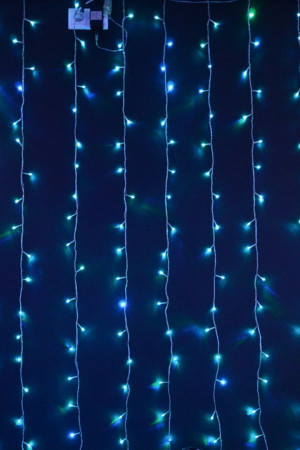 Светодиодный RGB занавес Хамелеон 1.5*2 м., 220V, 200 разноцветных LED ламп, прозрачный ПВХ провод, Rich LED (RL-CS1.5*2-T/ARGB)