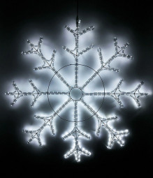 Светодиодная фигура Снежинка 110 см., 220V, 504 холодных белых LED ламп, прозрачный дюралайт, BEAUTY