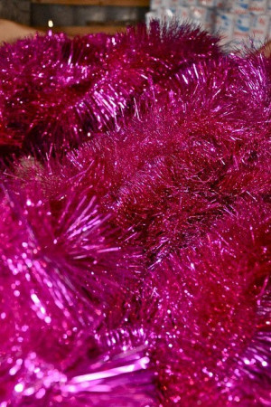 Мишура цвет розовый, диаметр 100 мм., длина 3 м., ЕлкиТорг (M100pink)